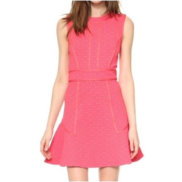 Marc by Marc Jacobs Pink Polka Dot Jacquard Fit Flare LEYNA Summer Dress Size S